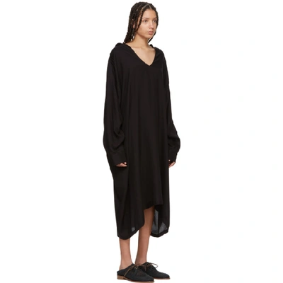 Shop Y's Ys Black U-hooded Dress In 3 Black