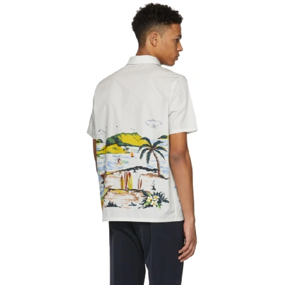 Shop Prada Off-white Beach Print Shirt In F0018-nat