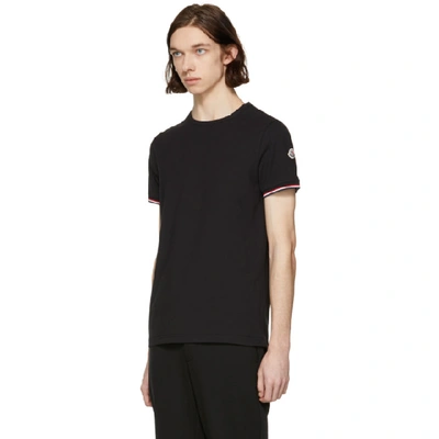 Shop Moncler Black Flag Sleeves T-shirt In 999 Black