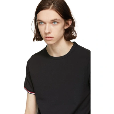 Shop Moncler Black Flag Sleeves T-shirt In 999 Black