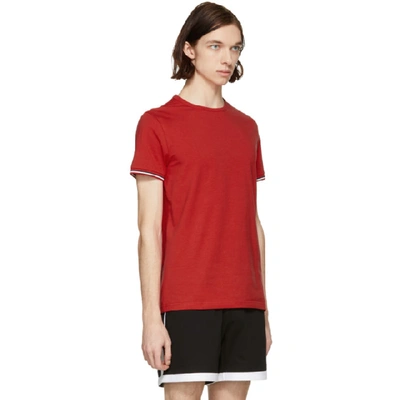 Shop Moncler Red Flag Sleeves T-shirt In 448 Red