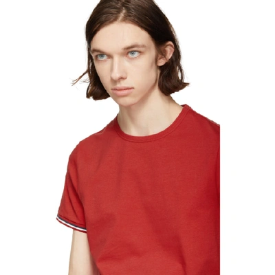 Shop Moncler Red Flag Sleeves T-shirt In 448 Red