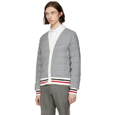 Shop Moncler Grey Down Padded Cardigan