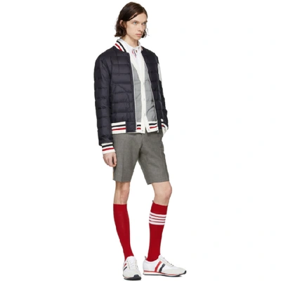 Shop Moncler Grey Down Padded Cardigan