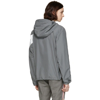 Shop Moncler Grey Chevron Sleeve Zip Jacket