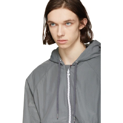 Shop Moncler Grey Chevron Sleeve Zip Jacket