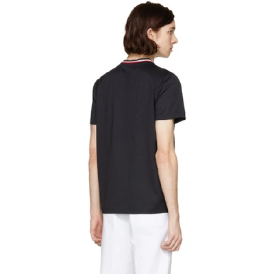 Shop Moncler Black Tricolor Collar T-shirt In 999 Black
