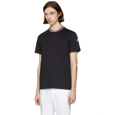 Shop Moncler Black Tricolor Collar T-shirt In 999 Black