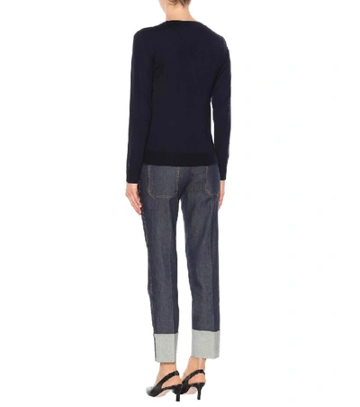 Shop Agnona Cashmere, Wool And Silk Sweater In Blue