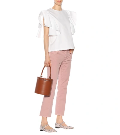Shop J Brand Selena Cropped Jeans In Pink