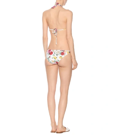 Shop Dolce & Gabbana Floral-printed Bikini Bottoms In White