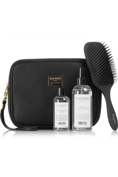 Shop Balmain Paris Hair Couture Limited Edition Textured-leather Cosmetics Case Gift Set - Colorless