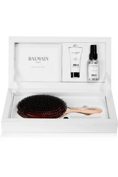 Shop Balmain Paris Hair Couture Rose Gold-plated Spa Brush Set - Colorless