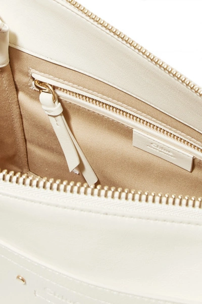 Shop Chloé Roy Medium Leather And Suede Shoulder Bag In Cream