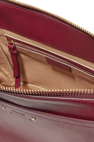 Shop Chloé Roy Medium Leather And Suede Shoulder Bag In Burgundy