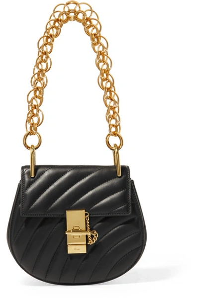 Shop Chloé Drew Bijou Quilted Leather Shoulder Bag In Black
