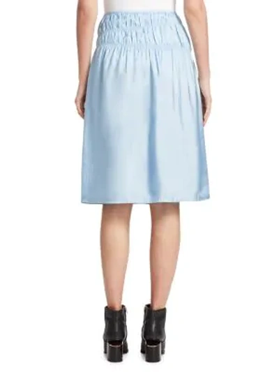 Shop Helmut Lang Ruched Midi Slip Skirt In Lark