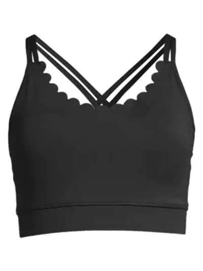 Shop Kate Spade Scalloped Sports Bra In Black