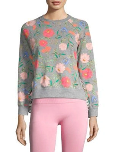 Shop Kate Spade Blossom Cropped Pullover In Flint Heather