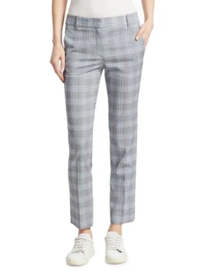 Shop Theory Checkered Straight-leg Wool Trousers In Multi
