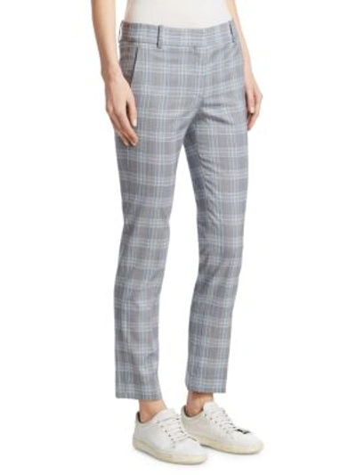 Shop Theory Checkered Straight-leg Wool Trousers In Multi