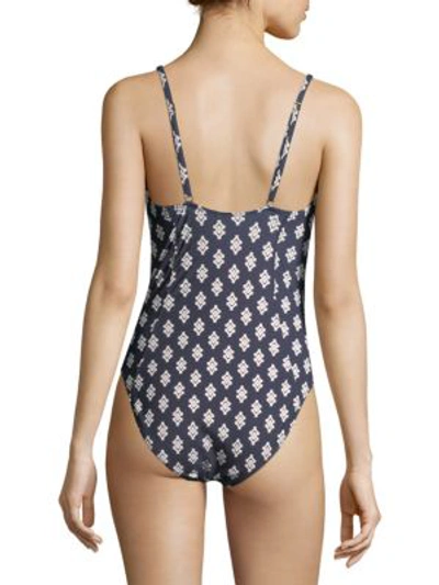 Shop Tory Burch One-piece Underwire Swimsuit In Tory Navy