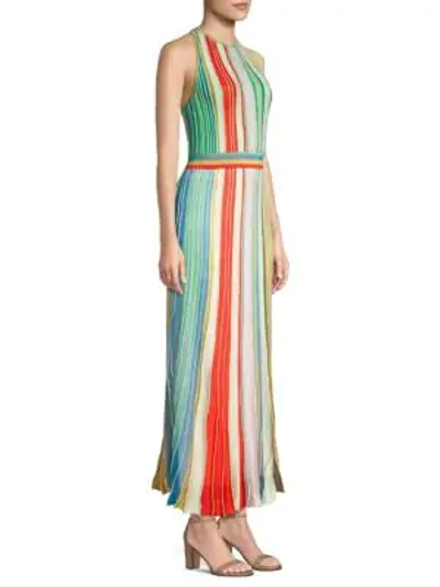 Shop Missoni Halter Striped Maxi Dress In Pastel Stripe