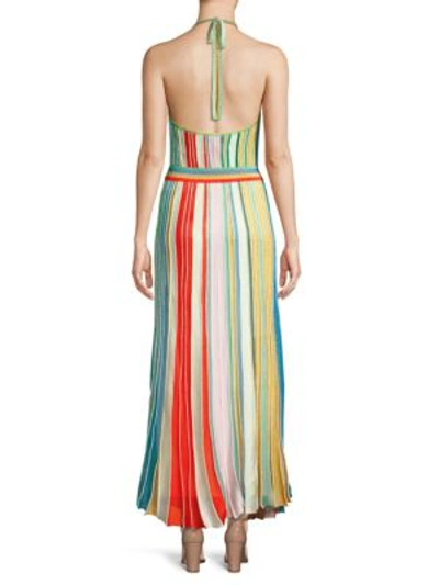 Shop Missoni Halter Striped Maxi Dress In Pastel Stripe
