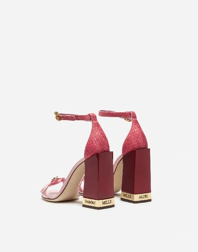 Shop Dolce & Gabbana Sandal In Mix Of Material With Jewel Heel In Pink