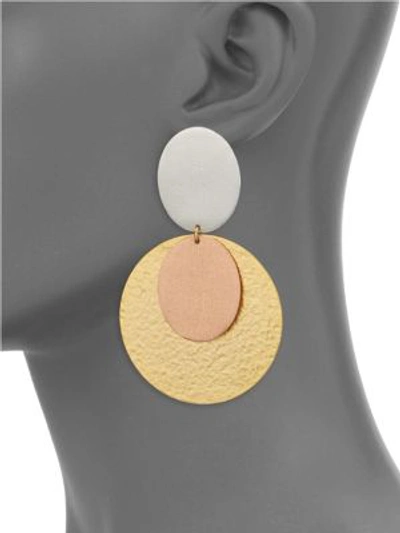 Shop Stephanie Kantis Sunset Tri-tone Double-drop Clip-on Earrings In Rose Silver
