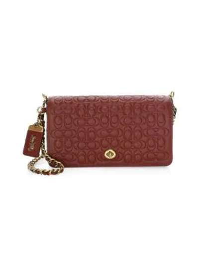 Shop Coach Dinky Chain Leather Crossbody Bag In Bordeaux