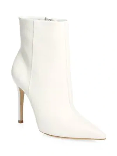 Shop Schutz Aide Leather Stiletto Booties In Pearl