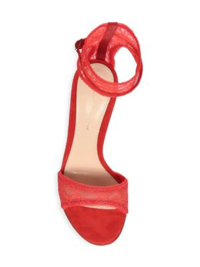 Shop Gianvito Rossi Lace Ankle Strap Sandals In Red