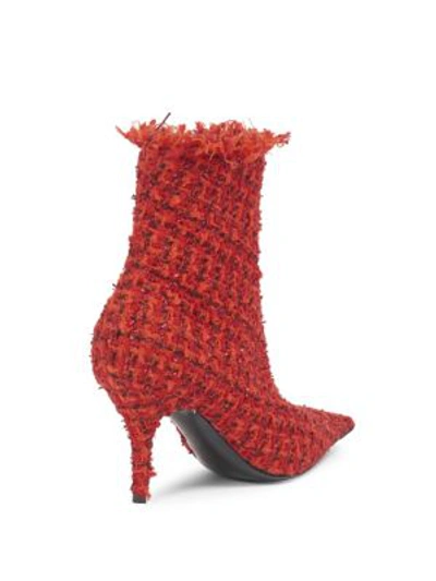 Shop Balenciaga Stiletto Heel Tweed Booties In Rouge
