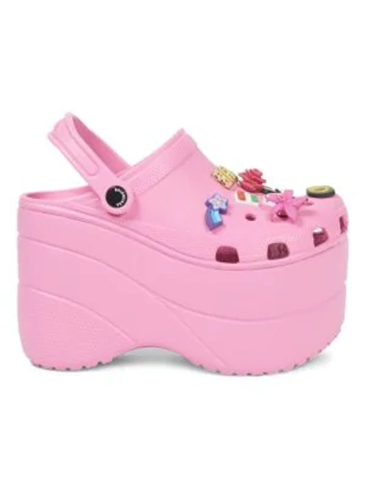 Shop Balenciaga Pink Foam Platforms With Charms In Multi