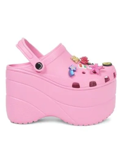 Balenciaga + Crocs Embellished Rubber Platform Sandals In Pink | ModeSens