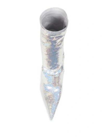 Shop Balenciaga Sequin Knife Booties In Silver