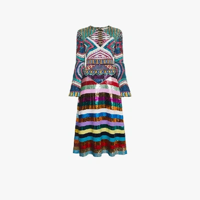 Shop Mary Katrantzou Lark Sequin Embellished Dress In Multicolour