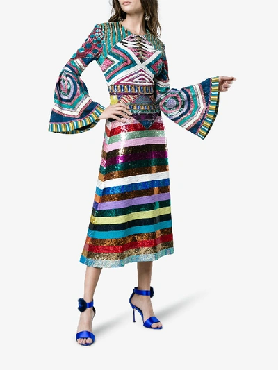 Shop Mary Katrantzou Lark Sequin Embellished Dress In Multicolour