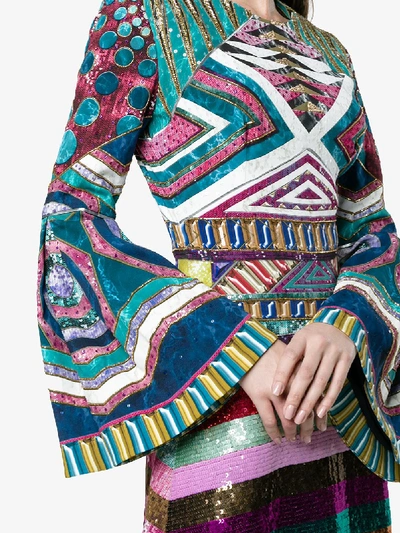 Shop Mary Katrantzou Lark Sequin Embellished Dress In Multicolour