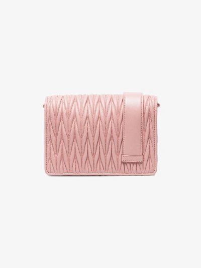 Shop Miu Miu Pink Matelassé Leather Cross Body Bag In Pink&purple