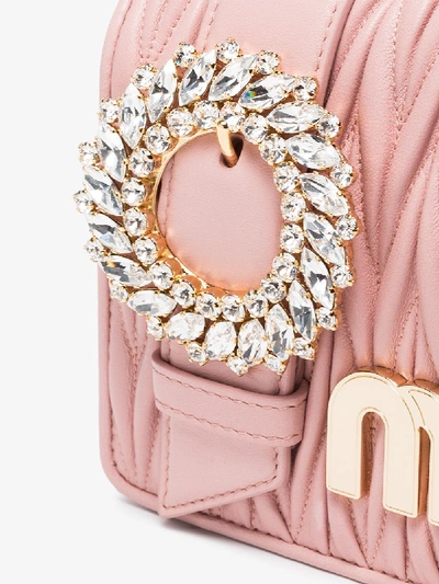 Miu Miu Pink Matelassé Leather Cross Body Bag - Farfetch In Pink&purple