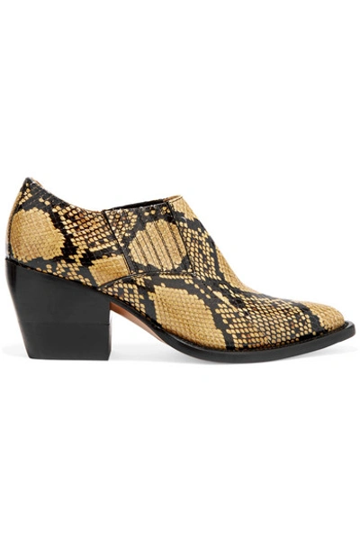 Shop Chloé Rylee Snake-effect Leather Ankle Boots