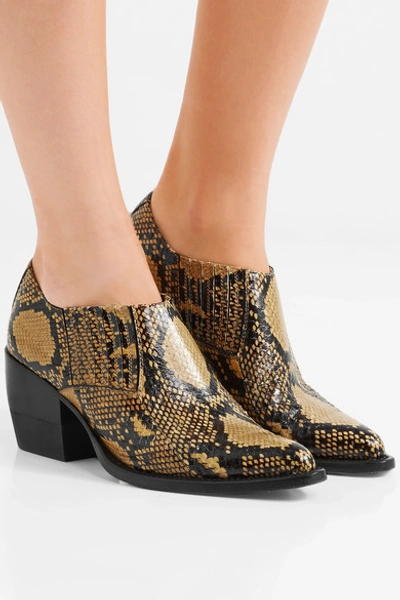 Shop Chloé Rylee Snake-effect Leather Ankle Boots