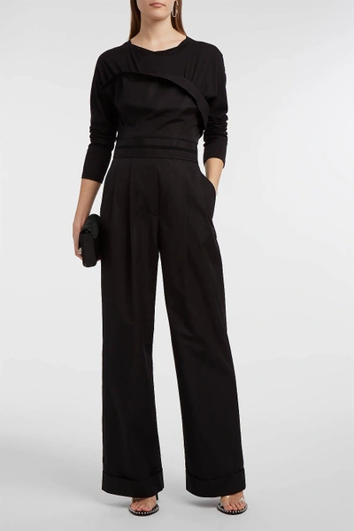 Shop Alexander Wang Cotton-jersey And Cotton-poplin Jumpsuit In Black