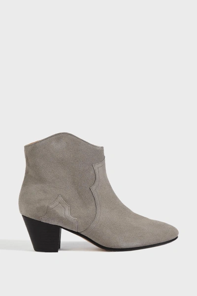 Shop Isabel Marant Dicker Leather Ankle Boots In Grey