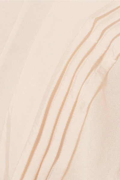 Shop Chloé Asymmetric Lace-trimmed Silk-blend Midi Dress In Cream
