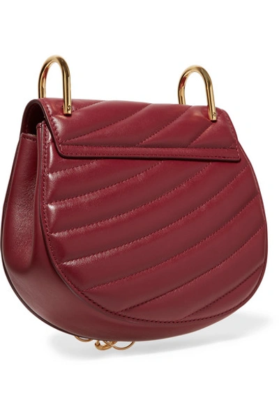 Shop Chloé Drew Bijou Quilted Leather Shoulder Bag In Merlot