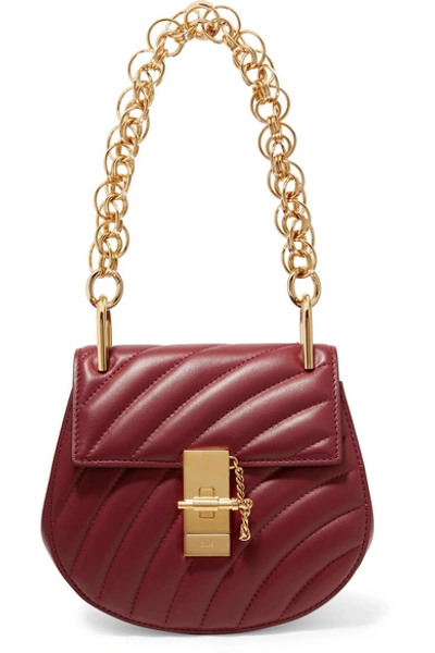 Shop Chloé Drew Bijou Quilted Leather Shoulder Bag In Merlot