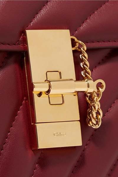 Shop Chloé Drew Bijou Quilted Leather Shoulder Bag In Merlot
